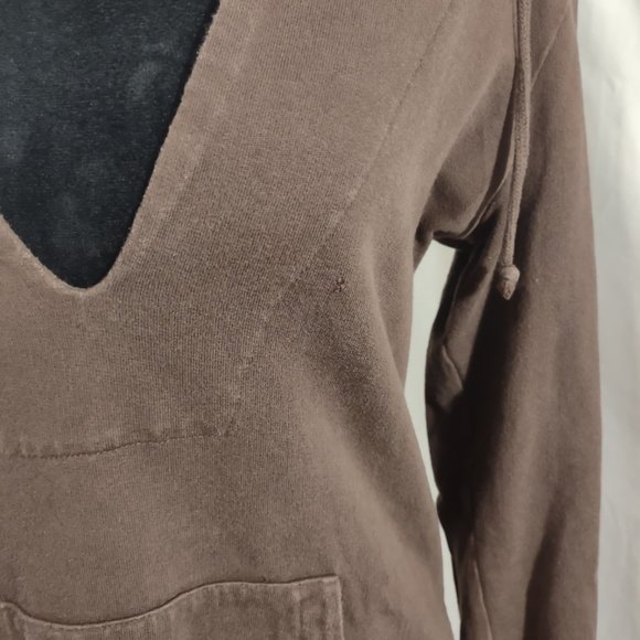MK Women's Brown V Neck Hooded Sweatshirt Size Small - Picture 15 of 15